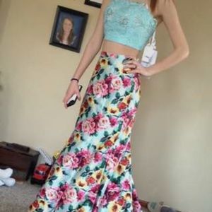 Floral Mermaid Prom Dress